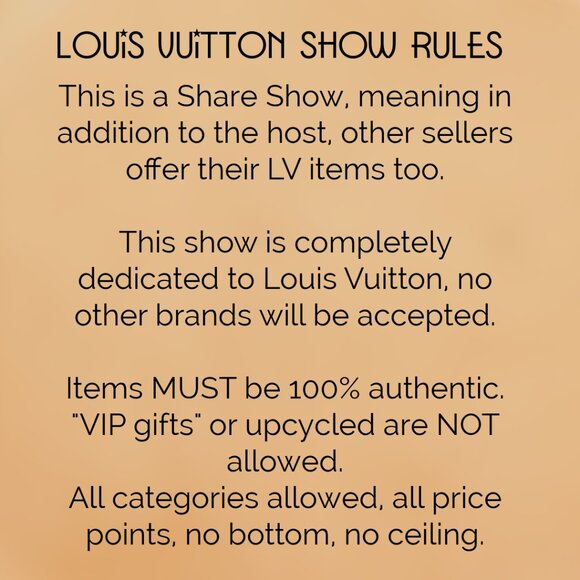 VUITTON VAULT - LOUIS VUITTON LIVE SHOW RULES - READ FIRST, PLEASE - Picture 3 of 6